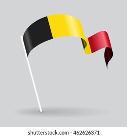 Belgian pin icon wavy flag. Vector illustration.