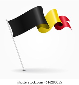 Belgian pin icon wavy flag. Vector illustration.