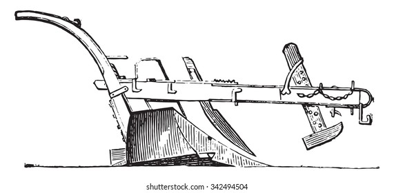 Belgian Plow shoe, vintage engraved illustration. Industrial encyclopedia E.-O. Lami - 1875. 