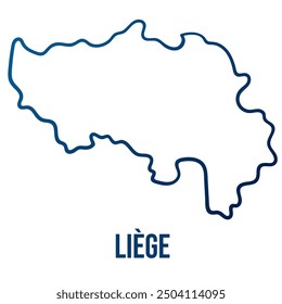 Liège, Belgian province simplified map. Abstract smooth blue gradient linear vector 