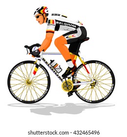 Belgian road cyclist on transparent background
