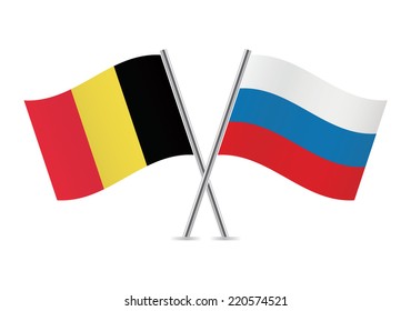 Belgian and Russian flags. Vector illustration.