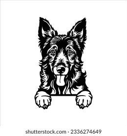 Belgian Sheepdog Peeking Dog Vector, Peeking Dog Cut File, Cricut Laser