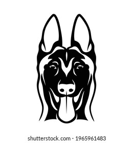 Belgian shepherd dog Malinois face - isolated vector illustration