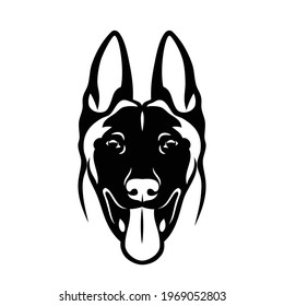 Belgian shepherd dog Malinois face - isolated vector illustration