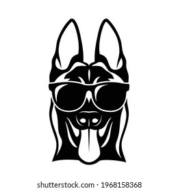 Belgian shepherd dog Malinois with sunglasses - isolated vector illustration