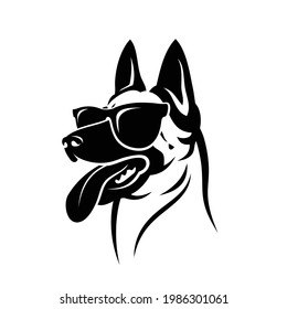 Belgischer Schäferhund Malinois mit Sonnenbrille - einzelne Vektorgrafik