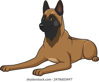 Belgian shepherd lying down vector illustration