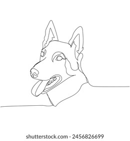 Belgian Shepherd, Malinois, dog breed, shepherd dog, service dog one line art. Continuous line drawing of friend, dog, doggy, friendship, care, pet, animal, family, canine.