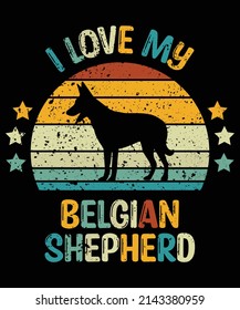 Belgian Shepherd silhouette vintage and retro t-shirt design svg