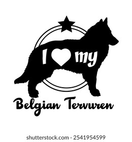  Belgische Tervuren Hund Silhouette, ich liebe meinen Hund, Hund, Hunderassen, Logo, Vektor, Silhouette, Tier, Illustration, Symbol, Zeichen, schwarz, Haustier,