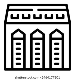 Belgian tourism landmark building icon outline vector. Brussels architecture. Gothic traditional construction