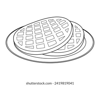 Belgian Waffle Cartoon Vector Illustration BW