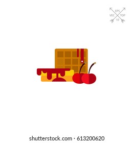 Belgian waffle with cherry syrup icon