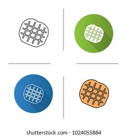 Belgian waffle icon. Flat design, linear and color styles. Isolated vector illustrations