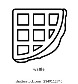 Belgian waffle icon. Homemade breakfast concept. Elegant pastry, dessert, food. Editable strokes, thin line.