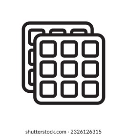 Icono de Waffle belga, símbolo de Cookie Wafled, logotipo de la línea Waffles de Bélgica suave, silueta de desayuno de bisel de Wafer cuadrado sobre fondo blanco, ilustración vectorial
