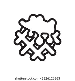 Belgian Waffle Icon, Waffled Cookie Symbol, Soft Belgium Waffles Line Logo, Square Wafer Biscuit Breakfast Silhouette on White Background, Vector Illustration