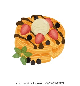 Logo de la ilustración belga de Waffle con fresas y chocolate fundido