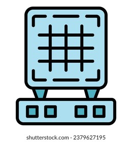 Belgian waffle maker icon outline vector. Heart machine. Baking food color flat
