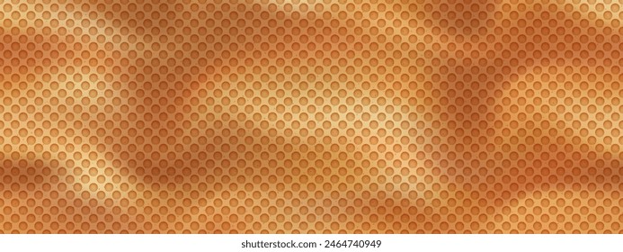 Belgian waffle seamless dimpled texture. Delicious bg with round elements pattern and graininess. Vector illustration made of gradient mesh. Crispy ice cream cone