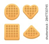 Belgian Waffles in Different Shapes Vector Illustration