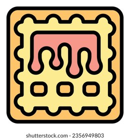 Belgian waffles icon outline vector. Belgium cake. Pastry morning color flat