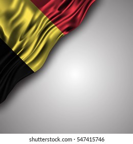 belgian waving silky flag isolated on gray background, can be used in many topic like  belgium national day,  independence day and any national and international events
