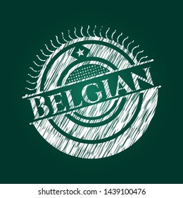 Belgian written on a blackboard. Vector Illustration. Detailed.