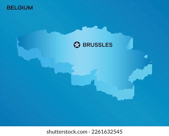 Belgium 3D Isometric map with Capital Mark Brussels Vector Illustration Design
