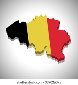 Belgium - 3D map and flag