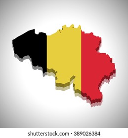 Belgium - 3D map and flag