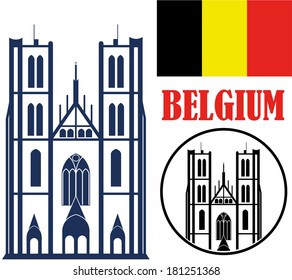 Belgium. Abstract buildings on white background