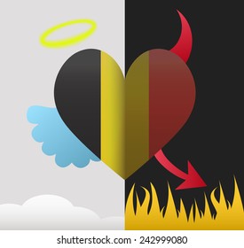 Belgium background of a heart half demon half angel