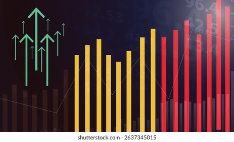 Belgium bar chart graph, increasing values, country statistics concept, Belgium country flag on bar graph, upward rising arrow on data, news banner idea