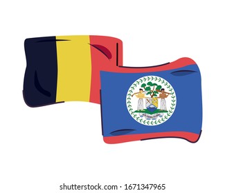 belgium and belize flags countries isolated icon vector illustration design