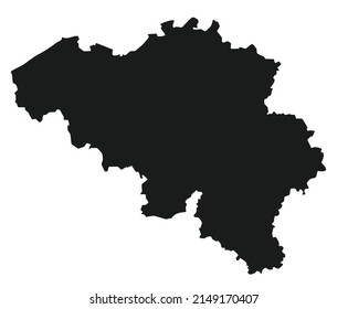 Belgien: Schwarze Karte. Vektorgrafik 
