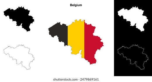 Conjunto de mapas esquemáticos en blanco de Bélgica
