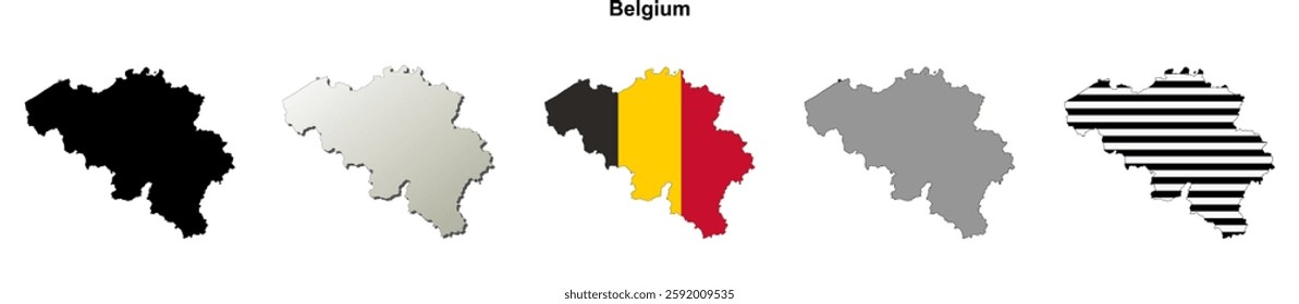 Belgium blank outline map set