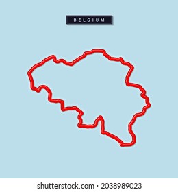 Belgien: kühle Rahmenkarte. Glossy roter Rand mit weichem Schatten. Länderkennzeichen. Vektorgrafik.