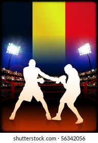 Belgien Boxen auf Stadionhintergrund Originalillustration