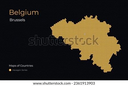 Belgium, Brussels. Creative vector map. Maps of Countries, Europe, Hexagon Series.