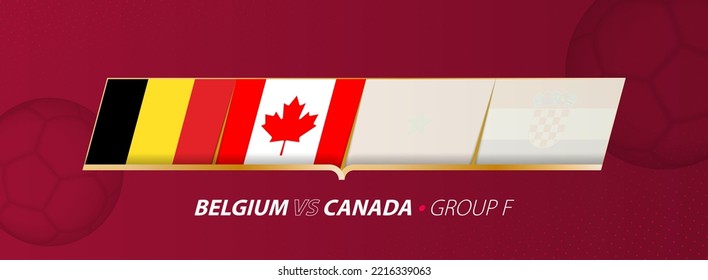 Belgium - Canada football match illustration in group A. Vector flags.