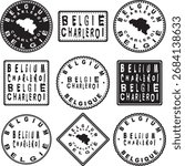 Belgium Charleroi Round Seal Map Design