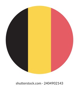 Belgium circle flag. Button flag icon. Standard color. Circle icon flag. Computer illustration. Digital illustration. Vector illustration.