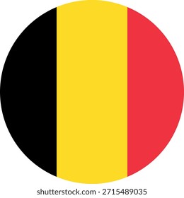 Belgien - Vektor der Kreisflagge. Vektorgrafik der belgischen Nationalflagge mit präzisen Farben auf Kreisdesign