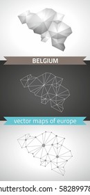 Belgium  collection of vector design modern maps, gray and black and silver dot outline mosaic 3d map