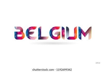 belgium colored rainbow word text suitable for card, brochure or typography logo design