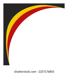 belgium colors flag in curve shape illustration for corner border and frame background decoration element