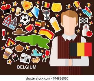 Belgium concept background .Flat icons
